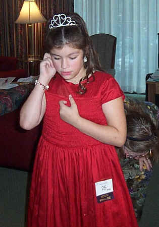 Brittany Gordon in her silk dupione formal at 2003 Wash. State National American Miss Pageant